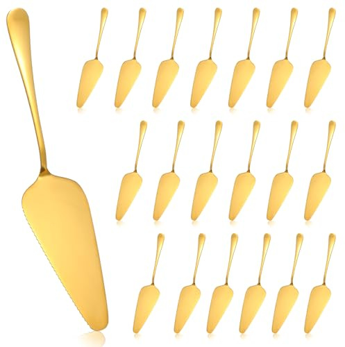 20 Pcs Pie Server Pizza Server Spatula Stainless Steel Cake Pie Pastry Professional Utensil for Pizza Dessert Cheese Cutting, 9 Inches, gold
