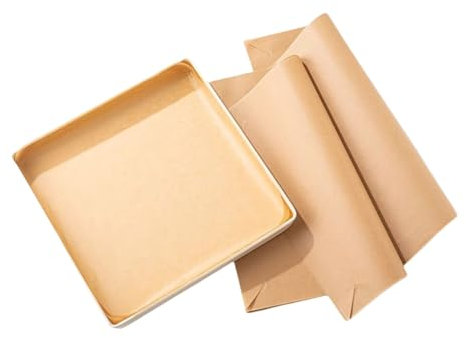 Lot de 100 feuilles de papier sulfurisé non blanchi 34 x 34 cm pour cuisson antiadhésive haute résistance à la chaleur pour demi-poêles