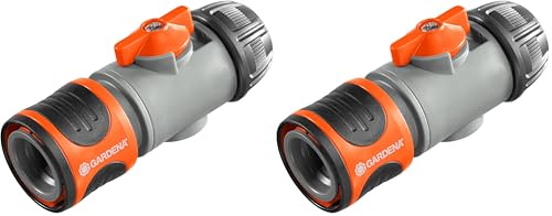 Gardena Regulierstop: Anschlussteil zum Wechsel der Anschlussgeräte, insbesondere bei hohem Wasserdruck, Regulierung und Absperrung des Wasserdurchflusses, Einsatz am Schlauchende, verpackt (2942-20)