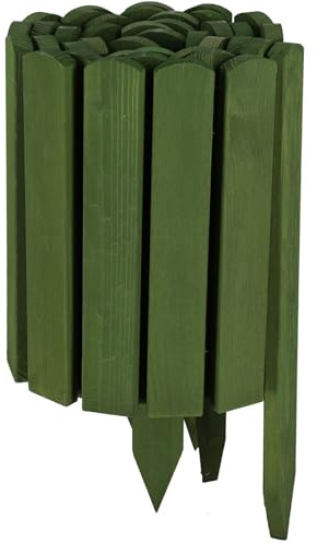 KOTARBAU® Beeteinfassung 200 x 30 cm, Rollborder aus Holz, Rasenkante | Flexible Beetumrandung, Beet Zaun, Abgrenzung für Blumenbeete, Mini Steckzaun, Garten Deko, Kiefernholz, Grün