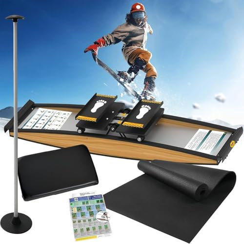 WEIZIIA Ski-Beintrainer-Trainingsgerät, Ski-Simulator-Trainingsgerät, Kraft- und Gleichgewichtstrainings-Tool-Set mit Gehstock, stufenlos Einstellbarer Widerstand