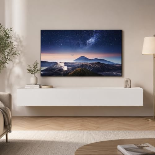 Amveya Lowboard mit Fächern, TV Board für Wohnzimmer, Sideboard Weiss, Moderne TV Lowboard, Lowboard Hängend