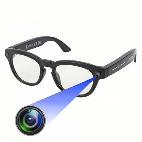 Tosuny 2MP Kamera Brille, AI-Übersetzer Smartbrille mit App, Audio Sonnenbrille mit Kamera, Übersetzung in 11 Sprachen und HD Videoaufzeichnung, für Reisen, Sport