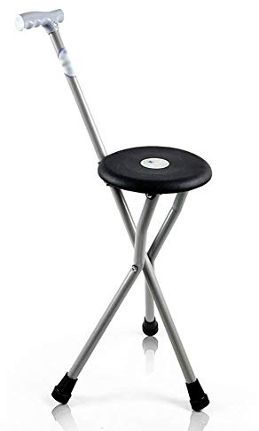 Canne Pliante siège en Alliage de Aluminium Tabouret de Canne bâton de Marche Personnes âgées Anti-dérapant Trois Pieds Chaise de randonnée