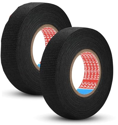 Lot de 2 Ruban de Câbles Résistant à la Chaleur Rubans Noir Réduction de Bruit Ruban pour Faisceaux de Câbles, Ménage Voiture Moto 19mm x 15m