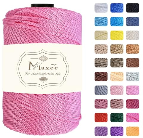 Maxee Macrame Yarn 3 mm x200m,Premium Polyester garn 1 er Pack (je 230g/200m),100% Polypropylene für Handwerk, Heimdekoration, Teppiche, Handtaschen, Taschen, Hängetaschen, etc, mit insgesamt 31 Farbe
