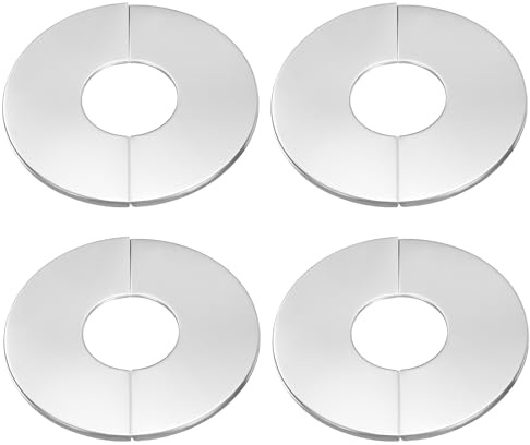 sourcing map 4pcs Wall Split Flange 2.01 (51mm) Stainless Steel Round Self-Adhesive Split Flange Pipe Cover Clip-on Escutcheon Collar for Floor Ceiling Bathroom Kitchen Toilet