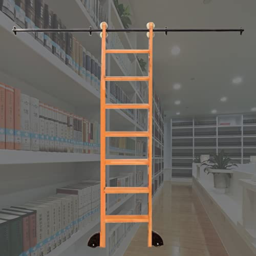 Schiebeleiter, Hardware-Kit für Bücherregal, 9,5 cm, 6,8 m, schwarze Schiene für Heimbüro, mit Rollen