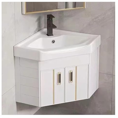 DMBBSAPBSH Eckwaschbecken mit Unterschrank, Badezimmer-Waschtisch, Eck-Wandwaschbecken mit Stauraum(White,56cm/22in)