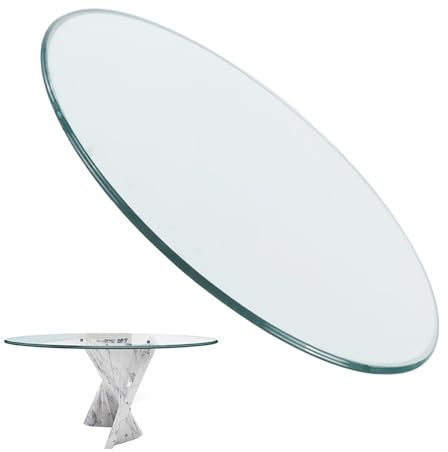 Mesa redonda de vidrio templado de 96 cm, superficie plana de cristal transparente pulido, hoja circular duradera para decoración moderna del hogar y experiencia gastronómica elegante
