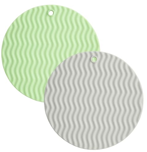 2er Set Hitzebeständige Topfuntersetzer Silikon - 20cm Ø Untersetzer für Töpfe & Gläser, rutschfeste Silikon Untersetzer für Küche & Tisch, BPA-frei & Spülmaschinenfest