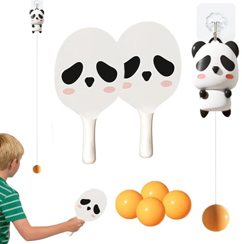 Door Pong Table Tennis Trainer - Practice Game with 2 Rackets and 5 Balls | Adjustable Doorway Paddle Ball Game for Boys Girls, School, Apartment, Home, Room or Break Area Fun and Skill Development