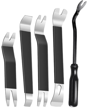 Rimozione dei rivestimenti per auto - Kit di strumenti per di fissaggio 5 pezzi, impugnatura ergonomica e bordi rinforzati, pinza di sollevamento versatile per imbottitura, servizio radio