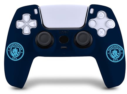 Head Case Designs Officially Licensed Manchester City Man City FC Blue Crest Logo Dark Blue Silicone Game Controller Skin Case Compatible With PS5 Sony DualSense Controller