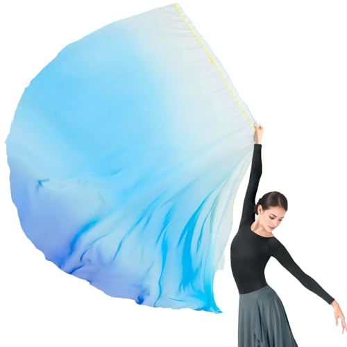Baisdan Drapeaux de culte en demi-cercle en mousseline de soie avec tige flexible pour église, culte prophétique, adoration, louange, danse (6# blanc/bleu-marine)