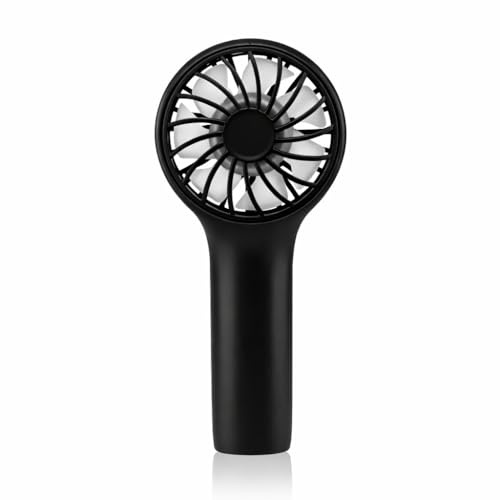 wonderlamp - Ventilador de Mano Bris Negro, 3 Velocidades, Indicador de Carga y Batería Recargable, Mini Ventilador Portátil Compacto, Ideal para Viajes