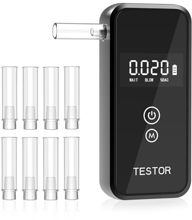 FluxAxis Breathalyzer, 2026 Advanced High-Accuracy Personal Breathalyzers for Alcohol, Portable Handheld Digital Alcohol Breathalyzer Tester for Home & Travel Use/8 Mouthpieces