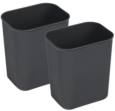 Cubo de Basura Rectangular Plástico 8l Negro, Paquete 2 Unidades, Papelera Interior sin Tapa para Oficina y Hogar, Papelera Cuadrada para Reciclaje y Almacenamiento, Uso Doméstico