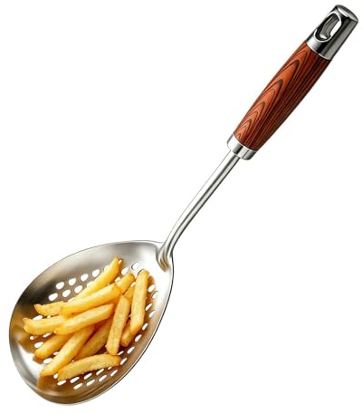 Cucharón para Cocinar | Herramienta de Drenaje de de Acero Inoxidable - Espumadera para Freír Cocinar | para Aficionados Cocineros Caseros Patatas Fritas Empanadillas Verduras Escaldadas