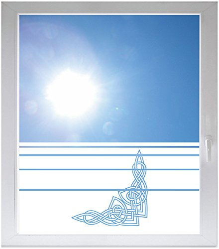INDIGOS UG Sichtschutzfolie Glasdekorfolie Fensterfolie mit Motiv satiniert Blickdicht - d066 hübsches Ornament Tribal - 1000 mm Länge - 500 mm Höhe Streifen - selbstklebend - matt