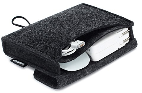 NIDOO Portable Felt Storage Bag, All-Purpose Carrying Bags, Electronics Accessories Protective Case for MacBook Power Adapter, Mouse, Cellphone, Cables, Power Bank, Portable External Hard Drive, Black