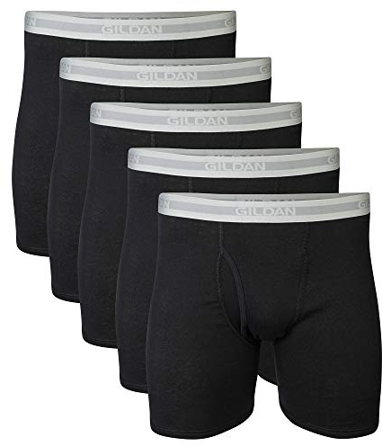 Gildan herr boxershorts med normal ben, multipack (förpackning med 5), Svart (5-pack), L
