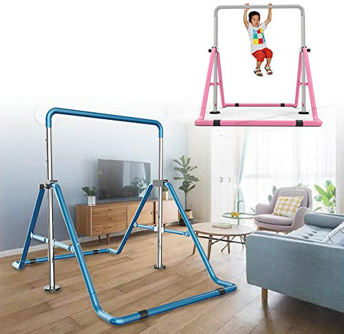 DiLiBee Gymnastic Horizontal Bar Kid Trainingsstange erweiterbare Gym Folding Kip Training (Blau)