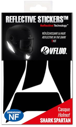 VFLUO Valiant™, Kit 5 Stickers rétro réfléchissants Casque LS2 Valiant™ et adaptables Multi-modèles Casques Moto, 3M Technology™, Blanc