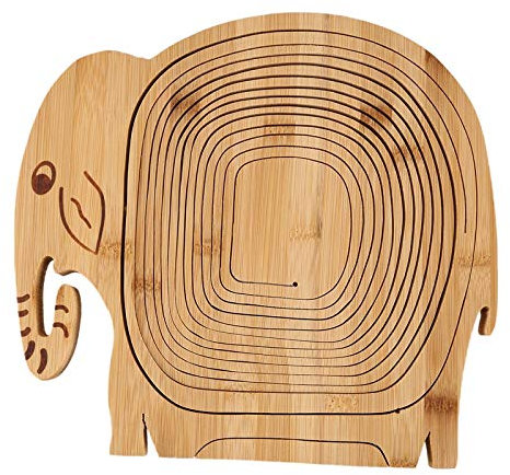 Apfel-Design Klappkorb Obstkorb, Obsthalter, Obstschale, Obstständer, Faltkorb, Bananenständer, Dekoschale, Untersetzer Schneidebrett, natürlich braun,Elephant