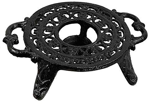 zeitzone Stövchen Rund Rustikal Warmhalteplatte Rechaud Gusseisen Antik-Stil Schwarz