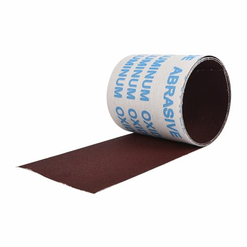 Rollo de tela de esmeril de grano 80, rollo de papel de lija abrasivo, rollo de tela de arena suave flexible rasgado a mano para pulido de metal y vidrio de madera (1 m de largo, 95 mm de ancho)