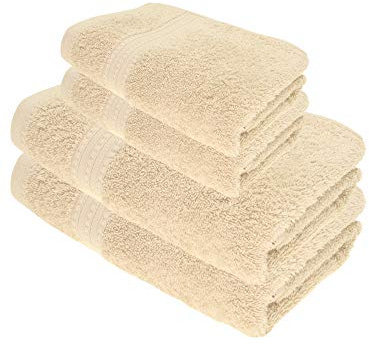 Julie Julsen Bio Duschtuch-Set 4 TLG. 2 Dusch- 2 Handtücher Pastell Beige 100% Baumwolle Frotte 550g/m²