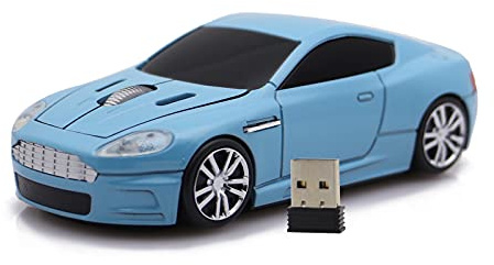 DAY DAY HAPPY Souris d'ordinateur Optique AM Souris sans Fil de Voiture de Course avec lumière LED pour Ordinateur Portable pc (Blue)