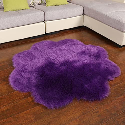 tooloflife Weicher flauschiger Teppich aus Schaffellimitat, zotteliger Couchbezug, Sitzkissen, Fellteppich für Schlafzimmer, Wohnzimmer, Kinderzimmer, Dekoration (50 x 50 cm), lila