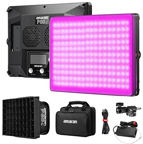 Aputure Amaran P60C 60W RGBWW Vollfarb Video Panel Licht,2500K-7500K,CRI95+/TLCI 96+,5900 Lux@1m 10 Licht Effekte Unterstützung App für Fotografie,Hochzeits Shooting
