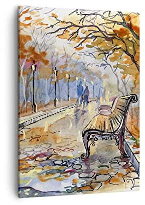 Lienzos decorativos Path Banco otoño mujer Cuadro Sobre Lienzo Moderno Vertical 50x70cm Cuadros Decoracion Salon Dormitorio Cocina Cuadros Pared Imágenes Wall Art Prints Decor Canvas PA50x70-3000