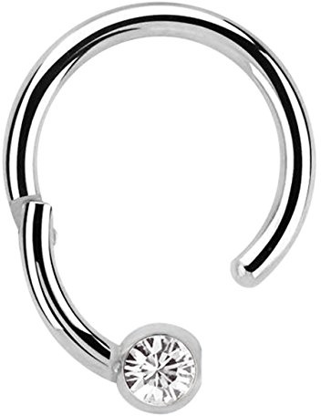 Piercing 316l Stahl Ring BCR, Clicker 1,2 mm mit 3 mm Steinkugel