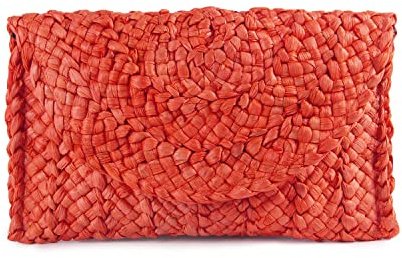 Syrads Damen Stroh Abend Clutch Geldbörse Sommer Strand Handtasche Stroh gewebte Umschlagtasche