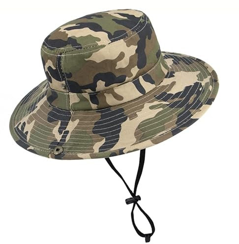 Kinder-Sonnenhut für Jungen, Camouflage, Safari-Angelhut, Boonie-Kappe für Jungen und Mädchen, Outdoor, für 7–15 Jahre, camouflage, 7-15 Jahre