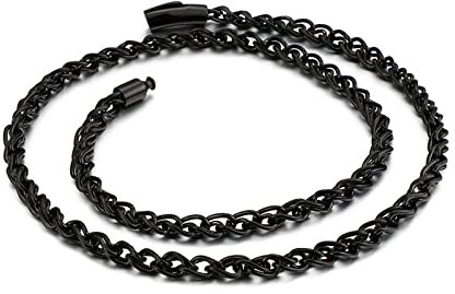 Dsnyu Herren Halskette, 67CM Partner Ketten, Schwarz Edelstahlketten Klassik Schmuck Breit 6MM