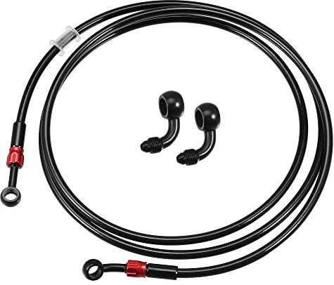 A ABSOPRO 1 Juego AN3 28 90 Grados Motocicleta Freno Manguera Línea 210cm Negro