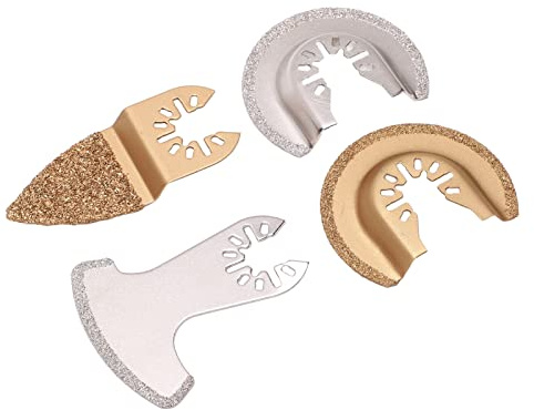 4-teiliges Oszillierendes Sägeblatt-Multitool-Set, Halbkreis-Fingersegment-Schwenksägeblatt-Zubehörset Zum Schleifen von Stein, Fliesen und Beton