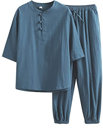 Darringls Herren Anzug Chinesischer Stil - Traditionelle Kampfkunst Kung Fu Tai Chi Wushu Klassisch Tangzhuang Langärmelig Hemd Hose Training Uniform Traditionelle Chinesisch Kostüm
