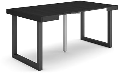 Skraut Home | Consolle allungabile | Tavolo consolle allungabile | 160 | Per 8 persone | Gambe in legno | Stile moderno | Nero