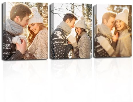 CXHOSTENT Foto Leinwanddrucke individuelle personalisierte Geschenke laden Sie Ihr Bild auf Leinwand 3 teilige individuelle Bilder Gerahmt (Gerahmt, 28.00 x 35.00 cms x 3PCS)