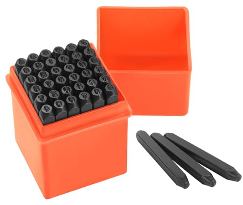Gueenky 36 stycken stansade siffror, 2 mm perforerade bokstäver, A-Z-alfabet, nummer 0–9, metallstansade bokstäver, stansade nummer för metallplast, trä, läder