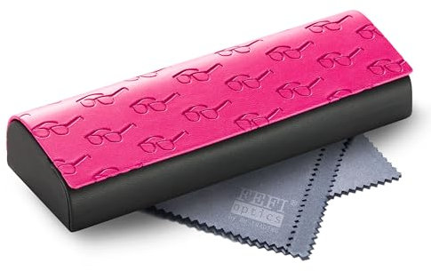 FEFI - Zweifarbiges Hardcase Brillenetui Softtouch mit Magnetverschluss inkl. Brilleneputztuch (Pink)