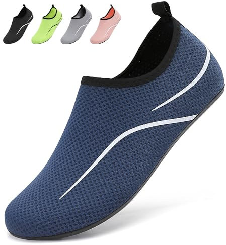 BARFULKER Badeschuhe Damen Herren Wasserschuhe Schwimmschuhe - Unisex Schnell Trocknend Aquaschuhe Leicht Strandschuhe Surfschuhe für Beach Pool Surfen Yoga, Dunkelblau, 40 EU