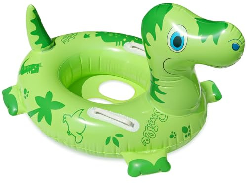 WenYa Dinosaur Inflatable Pool Float Ring for Kids - Cartoon Foldable Swim Toy for Toddlers, Blow-Up Water Play Mat for Beach, Pool, Summer Party