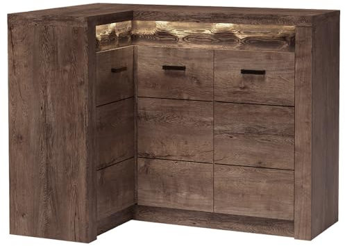 Lomadox Eckkommode Sideboard Eckschrank Kommode Wohnzimmerschrank Anrichte Aufbewahrunsschrank modern in braun
